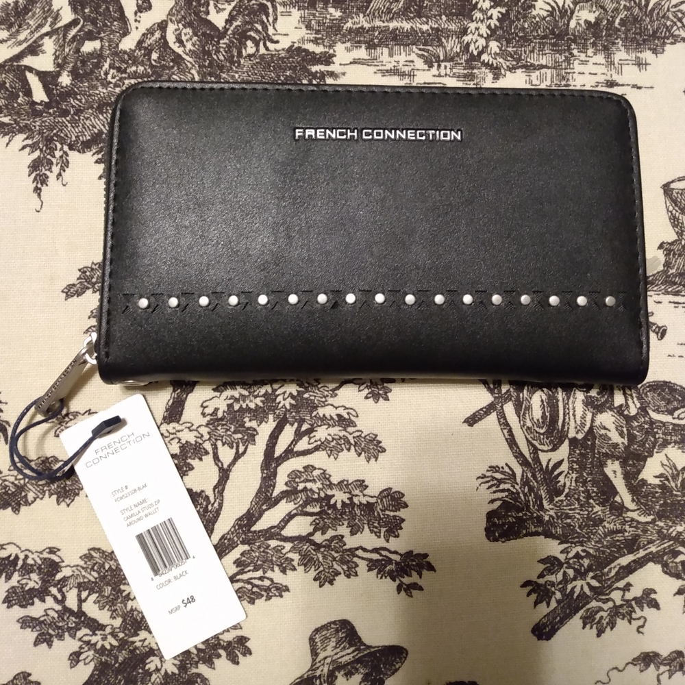 French Connection Adiana Monogram bucket shoulder bag camilla studs wall… - Picture 14 of 16